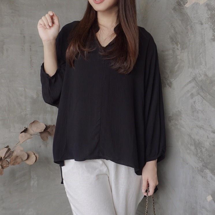 Kemeja Oversize Wanita Rayon Crinkle Premium Import Anti Kusut Blouse Atasan Wanita Polos Baju Cewek