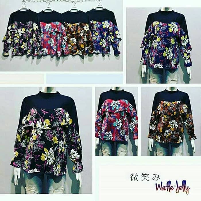 Blouse rempel dada sampai lengan