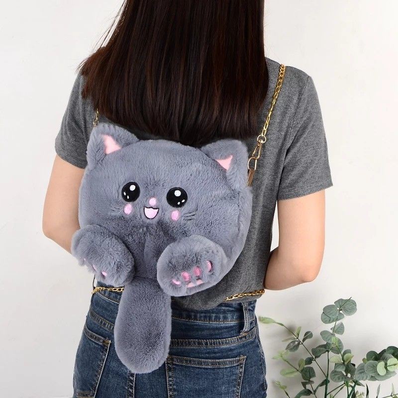 Tas Selempang Boneka Kucing bulu korean style original termurah Tas Wanits Miniashion Lembut Plush C