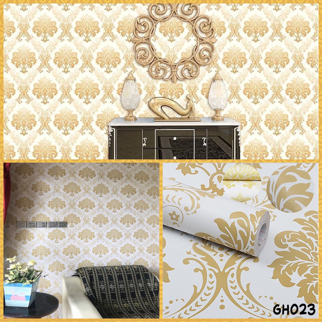 Wallpaper Dinding GH Wallpaper Stiker Premium Quality Wallpaper Dinding 3d Aesthetic Wallpaper Ruang Tamu 45cm x 9mtr Shabby Chic Bunga