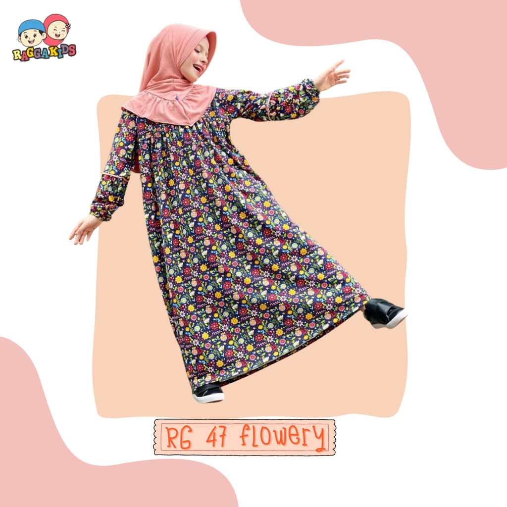 GAMIS RAGGAKIDS ANAK BAHAN KAOS MOTIF BUNGA-BUNGA RG 47 RAGGAKIDS