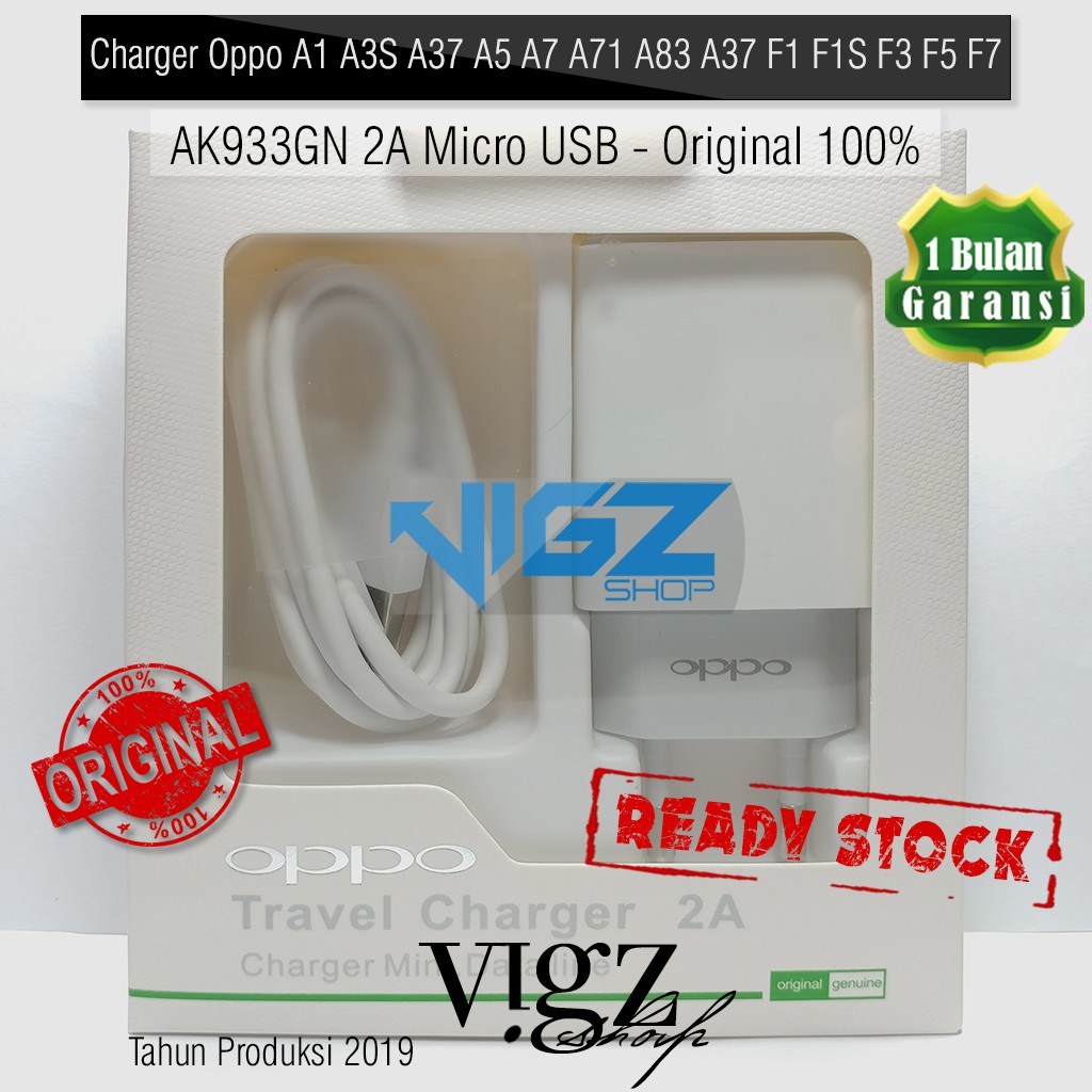 Charger Oppo A1 A3S A37 A5 A7 A71 A83 A37 F1 F1S F3 F5 F7 AK933GN 2A Micro USB Original 100%