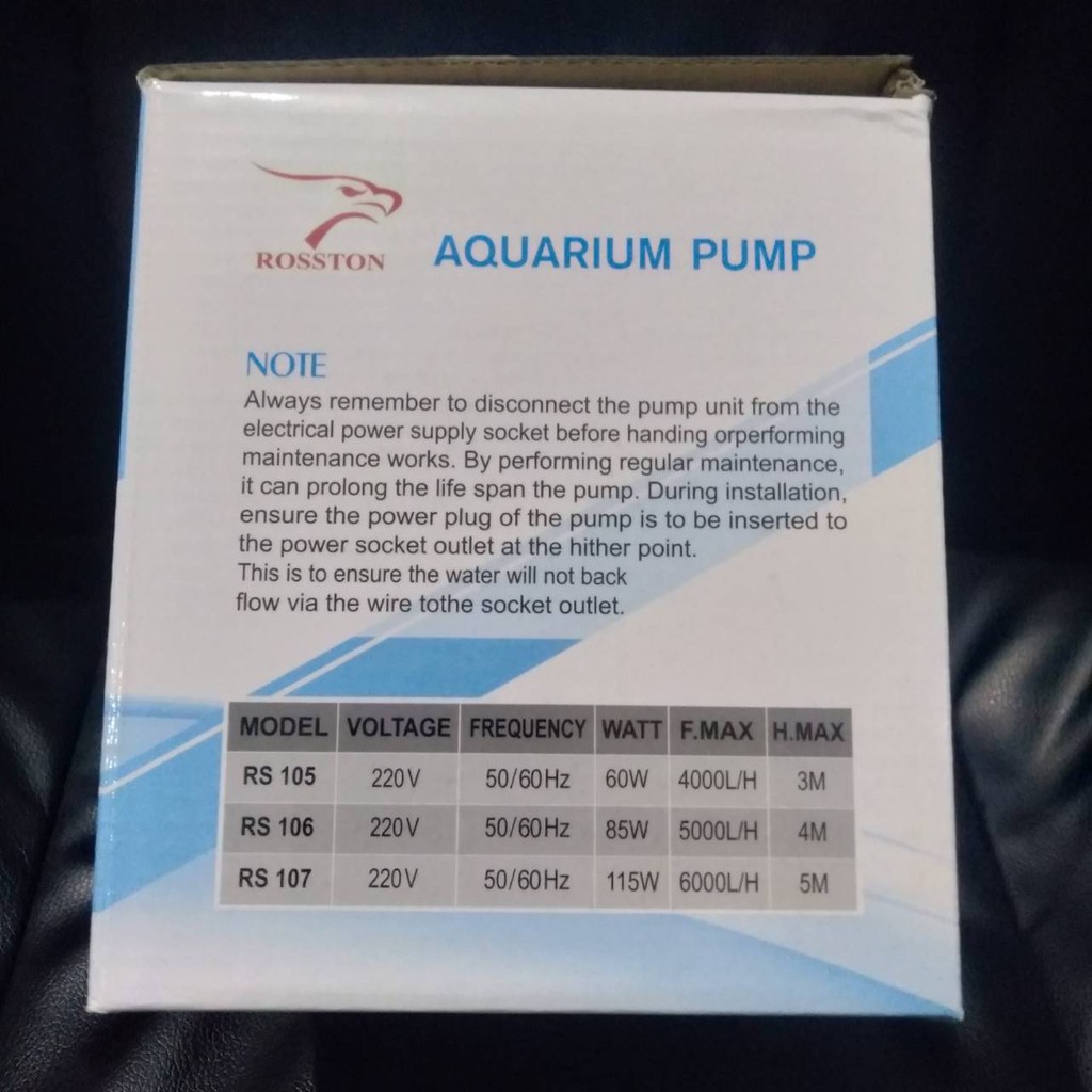 RS 107 ROSSTON WATERPUMP POMPA AQUARIUM