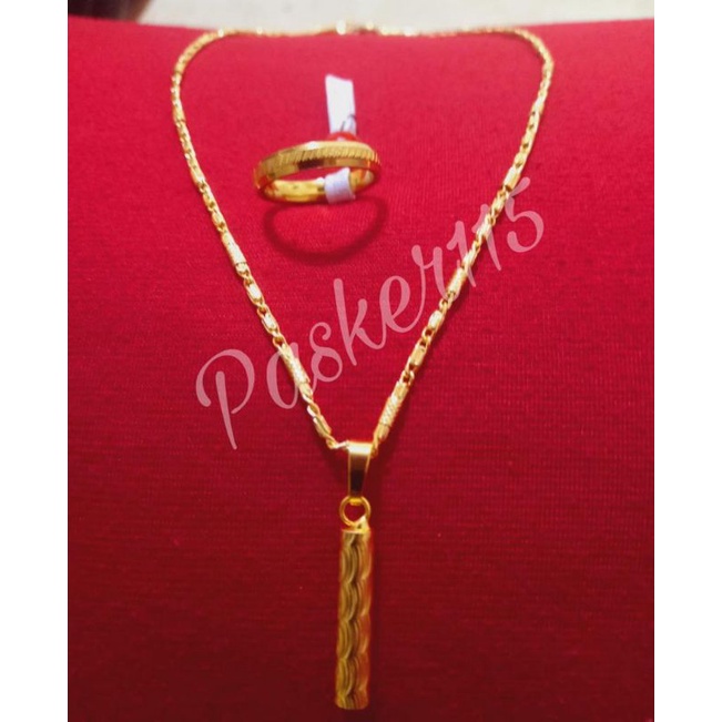 kalung liontin motif bambu asli titanium free cincin emas kadar muda