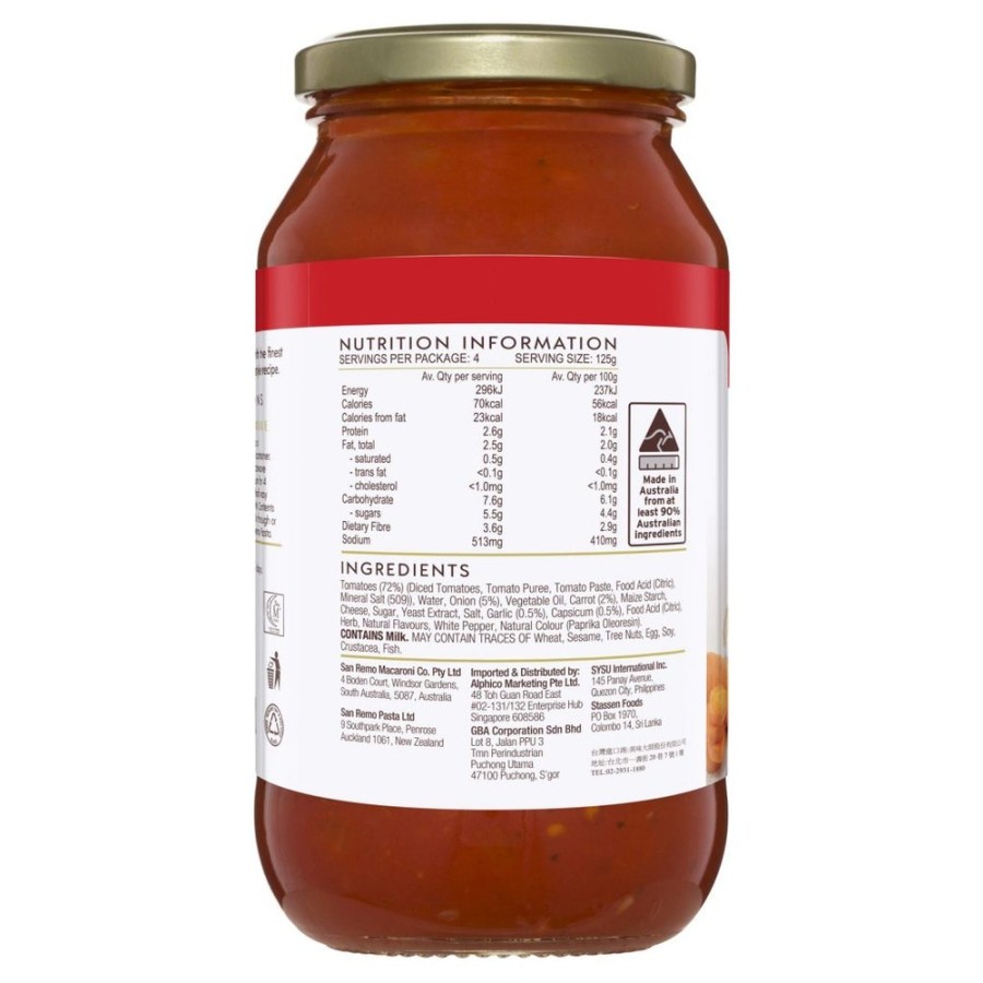 SAUS PASTA SAUCE BOLOGNESE SAN REMO 500GR