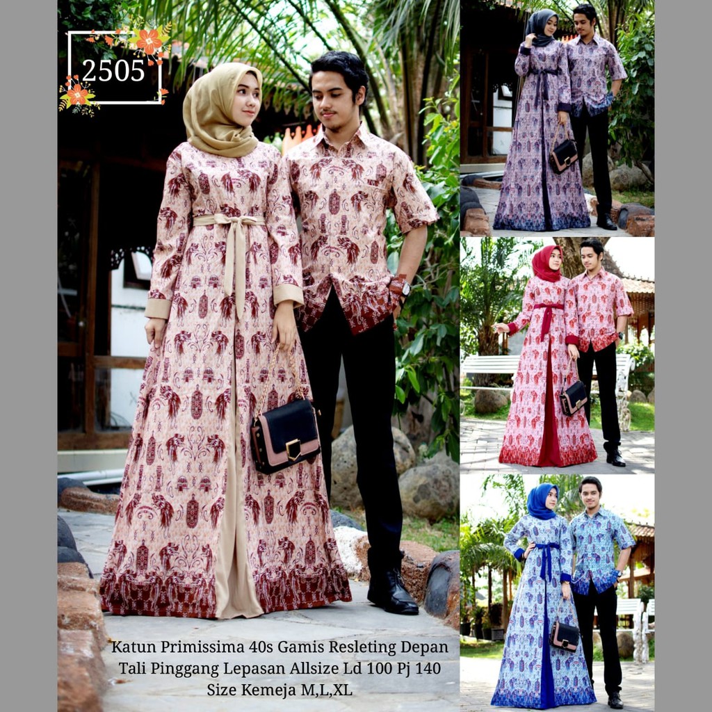BAJU BATIK PASANGAN TERBARU | BAJU BATIK COUPLE MODEL GAMIS KATUN PRIMIS TERBARU T2505
