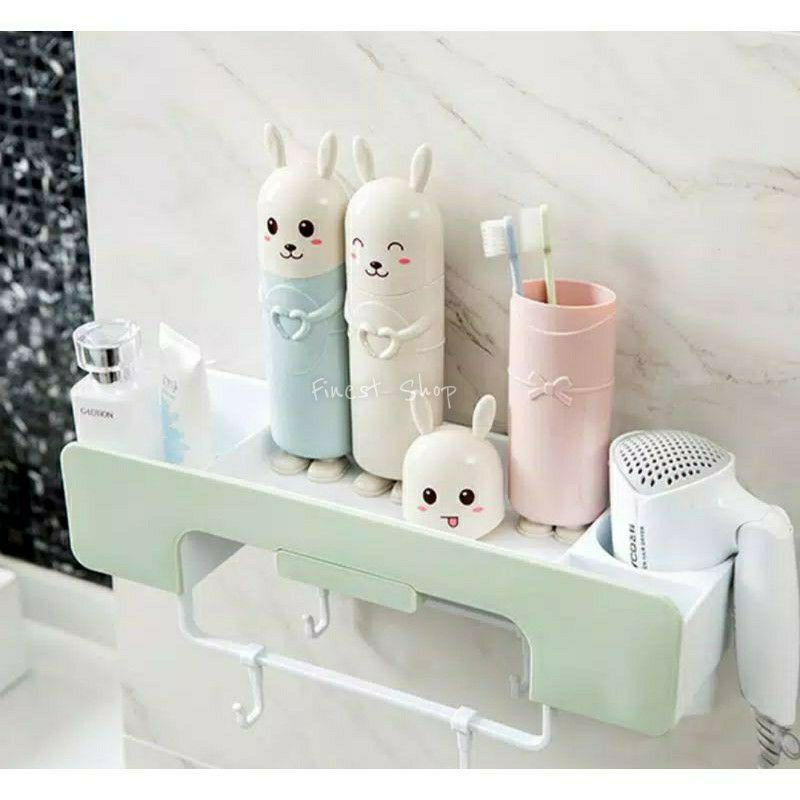 LT- [200GR] TEMPAT SIKAT GIGI BUNNY - TRAVEL SET Toothbrush Holder Tempat Odol dan Sikat Gigi Kamar Mandi LUCU