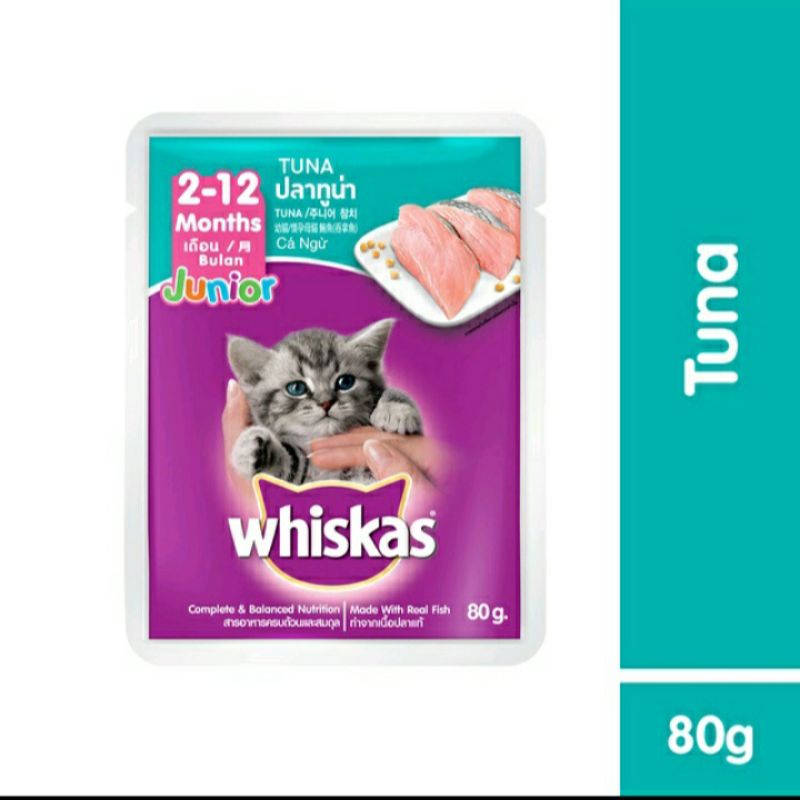 WHISKAS® Makanan Kucing Basah Junior Rasa Tuna 80 g