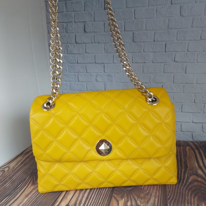 TAS WANITA BRANDED ORIGINAL - KATE SPADE NATALIA BAG LEATHER YELLOW