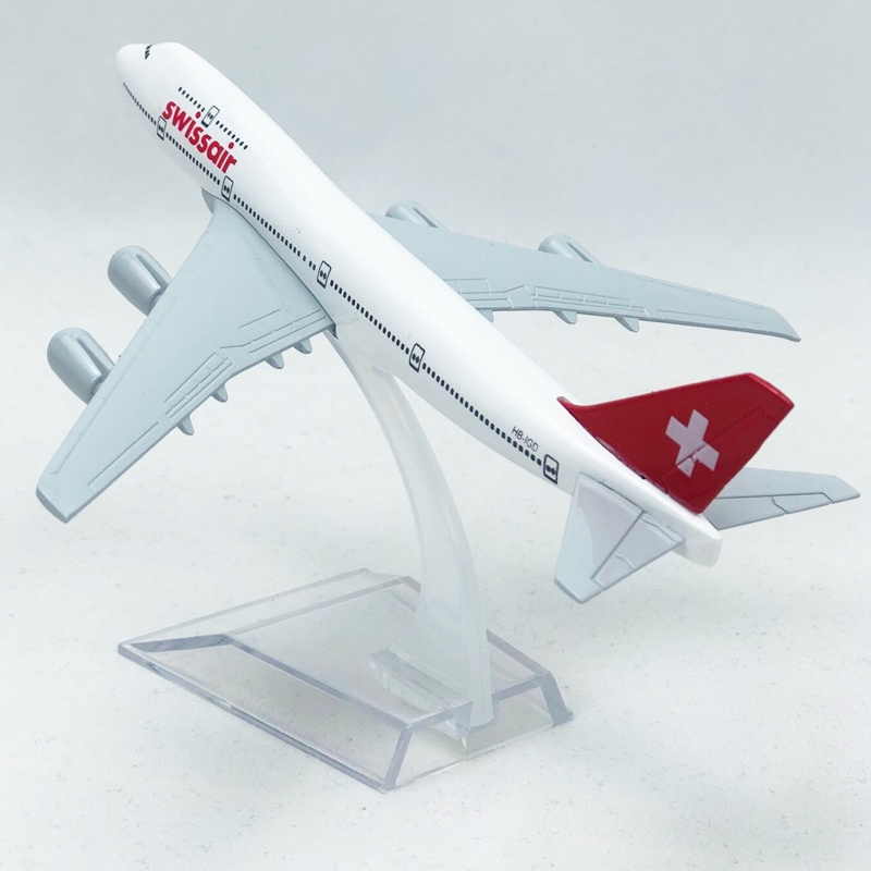 Swiss Air B747 Model Pesawat Swiss Airlines Boeing 747 Die-cast Metal Airplane Model Pesawat 16CM