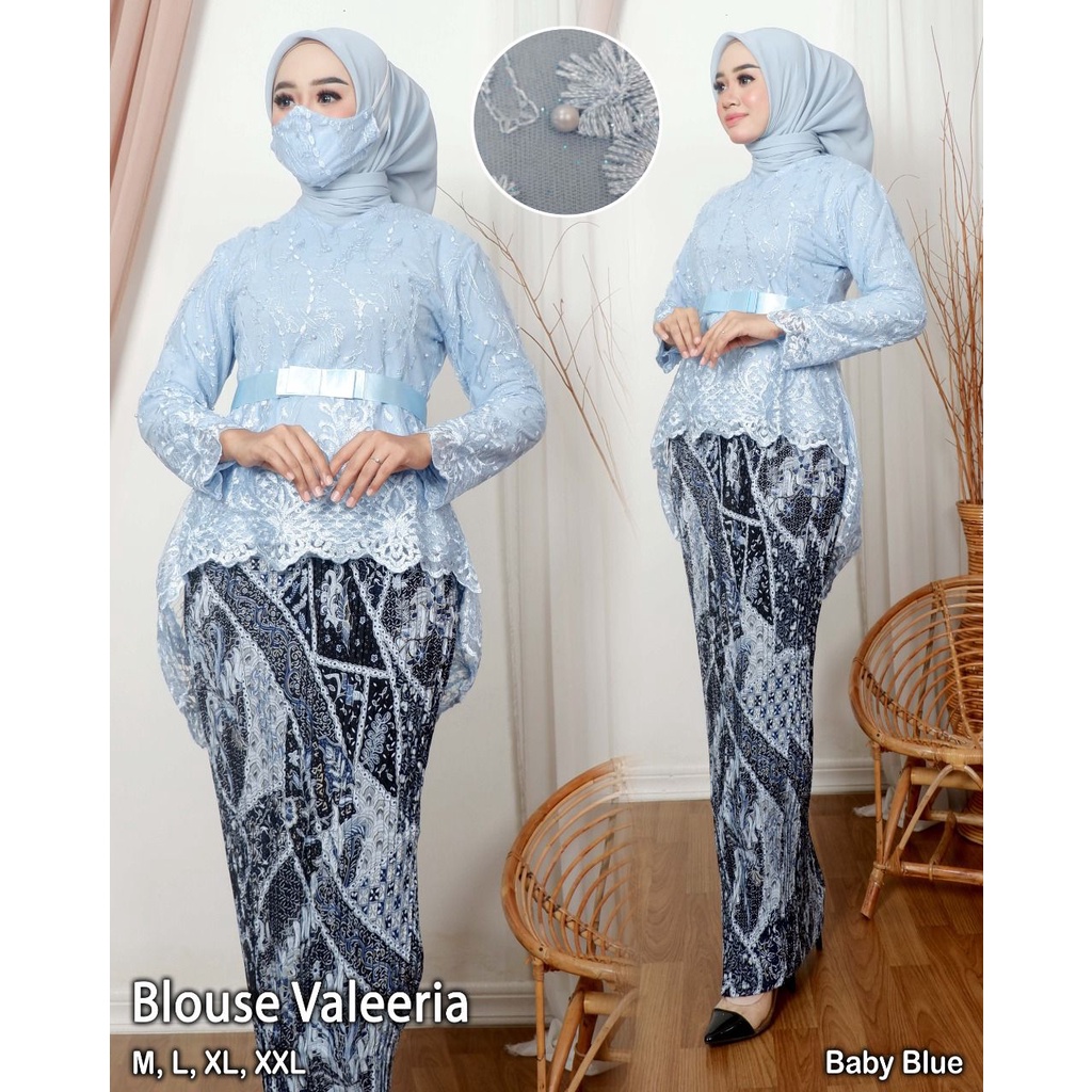 Setelan Kebaya Blouse Valeria / Kebaya Modern Wisuda / Set Baju Brukat Pesta / Bridesmaid / Kebaya Remaja Kekinian