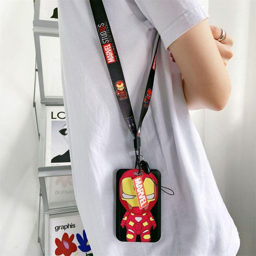 Mxbeauty Penutup Kartu Bus Perlengkapan Kantor Perlengkapan Sekolah Lanyard Siswa Kapten Marvel Badge Holders