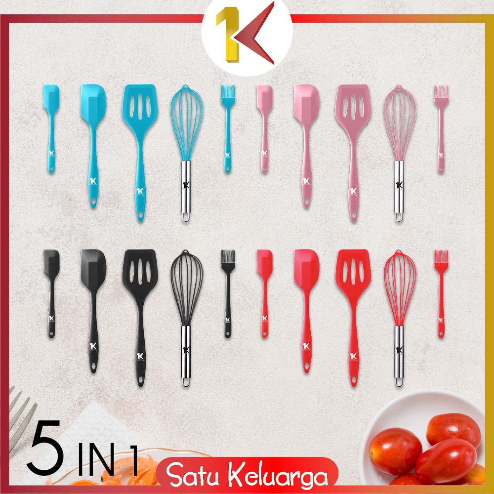 SK-C275 Sutil Silikon Set 5IN1 Silicone Kitchen Utensils Set / Peralatan Dapur Spatula Set Silikon Tahan Panas / Perlengkapan Masak-7