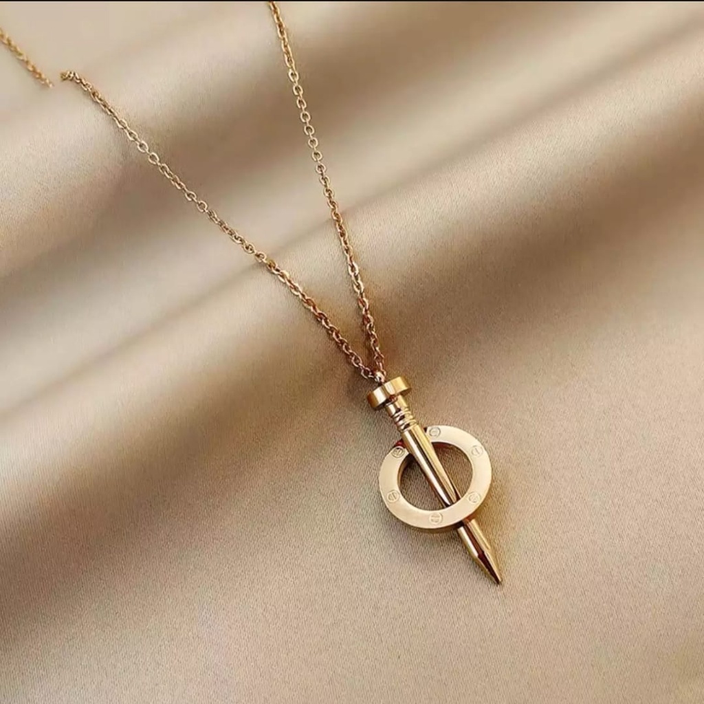 Kalung Titanium Anti Karat Wanita Ori/Kalung Titanium Lingkar Paku - Accecories Wanita/Kalung Titanium Asli Anti Luntur/Kalung Wanita Terbaru 2022