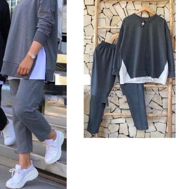 [ BISA ]Baju Setelan OlahRaga Muslim Terbaru Bahan Baby Tery Tebal Baju Senam Wanita Dewasa Setelan 