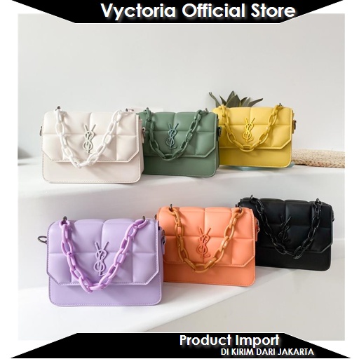 (COD) Vyctoria VOS19008 Tas Selempang Wanita Murah Motif Rantai Fashion Import Promo 7411