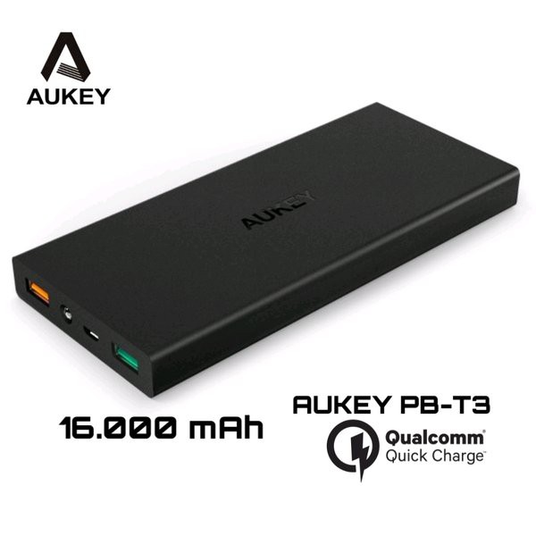 Powerbank Aukey PB-T3 16000 mAh QC 2.0 Fast Charging - Aukey Powerbank PB T3 Aipower Quick charge