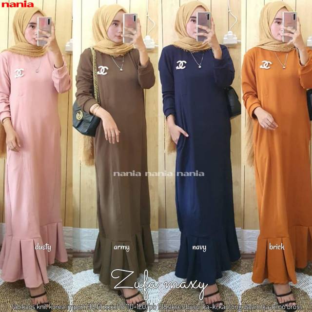 ZUFA MAXY - DRESS WANITA KAOS KNIT KOREA IMPORT HQ