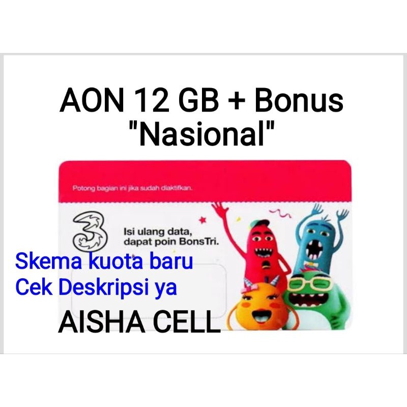 Voucher 3 Three Tri AON 12 GB NEW Jawa Timur