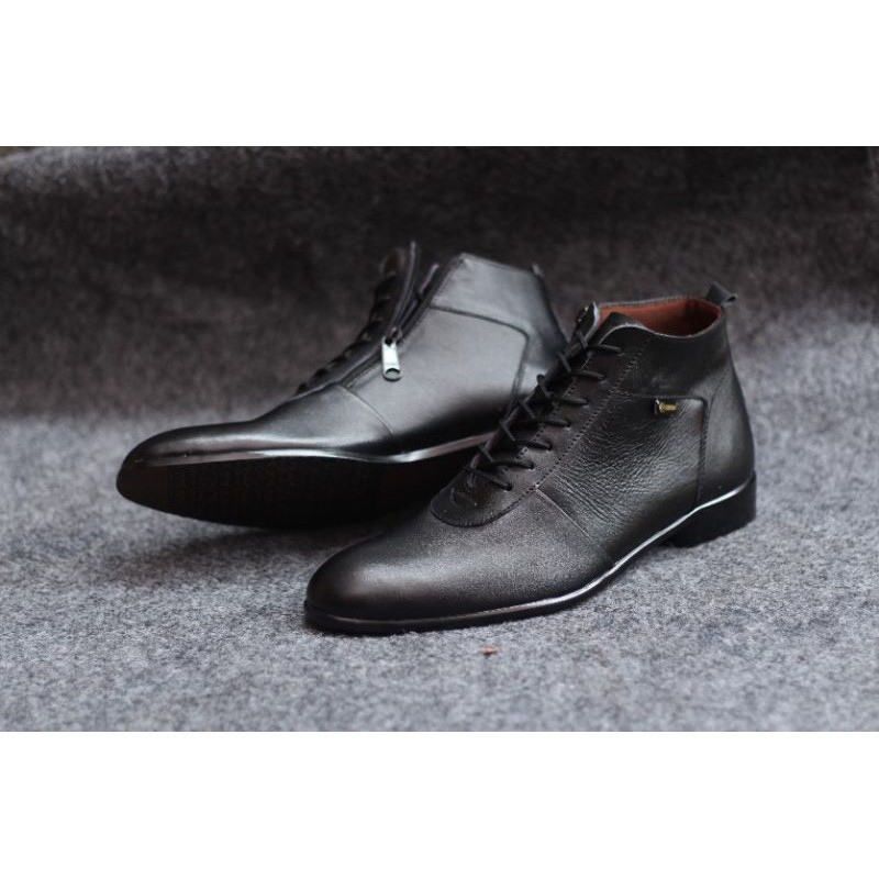 Sepatu Formal Tinggi Sleting Zipper Ykk Kulit Asli Original Cevany Wooslet Original