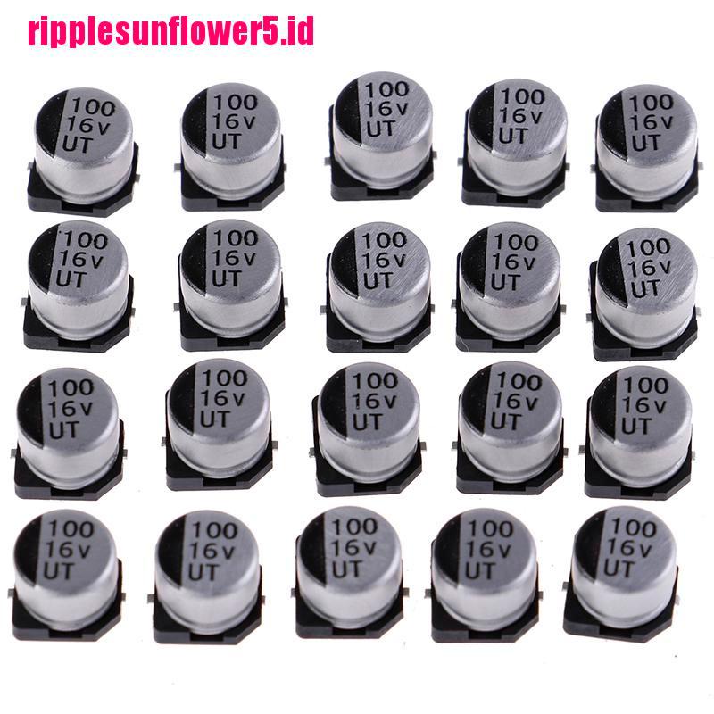 20pcs Elektrolitik SMD 100uF Ukuran 6x5mm 16V