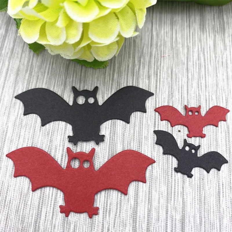 Cetakan Stensil Cutting Dies Motif Kelelawar Halloween 3D Bahan Metal Untuk Scrapbook / Craft DIY