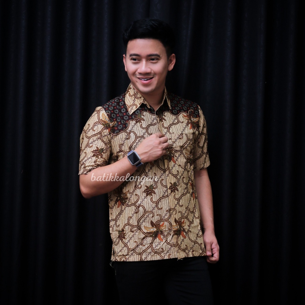 SIZE M L XL XXL XXXL BSWART Batik HRB026 Kenongo Hem Pendek Padi Pekalongan M L XL Batik Pria MURAH-6