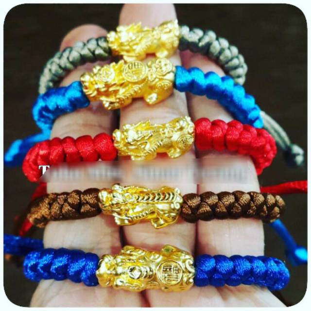 MELDY SHOP - Gelang feng shui tali simpul hongkong HK 24K 23k 999 baby naga jilin pixiu original kad