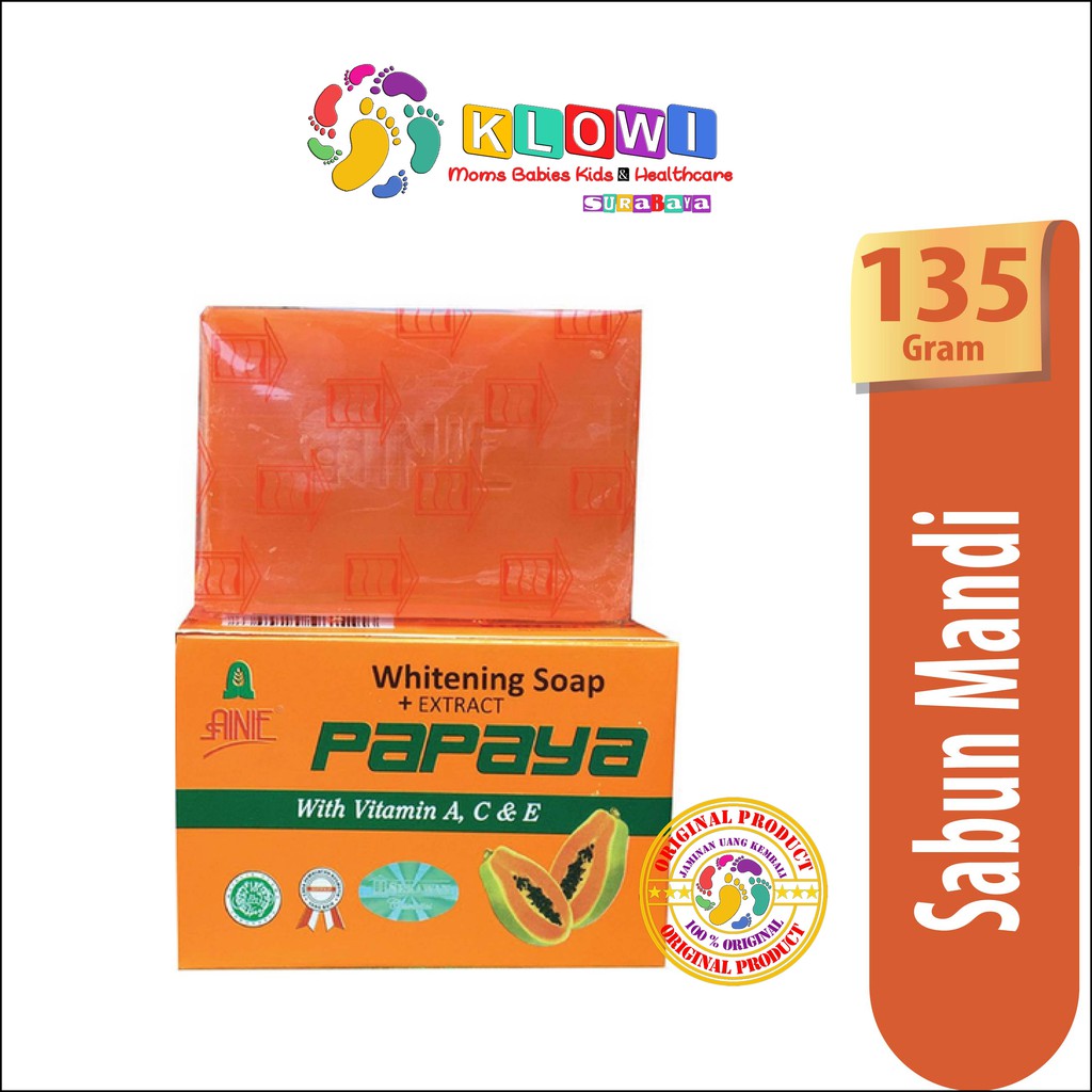 Ainie Papaya Whitening Soap 135 Gr / Sabun Mandi / Sabun Pepaya