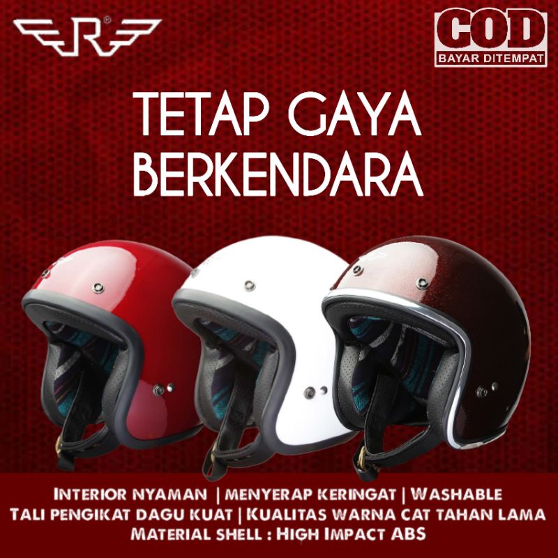 Helm Clasic Retro Helm Bogo Glossy Helm Custom Original Pria Wanita Classic Helmet Rimc Smith Series