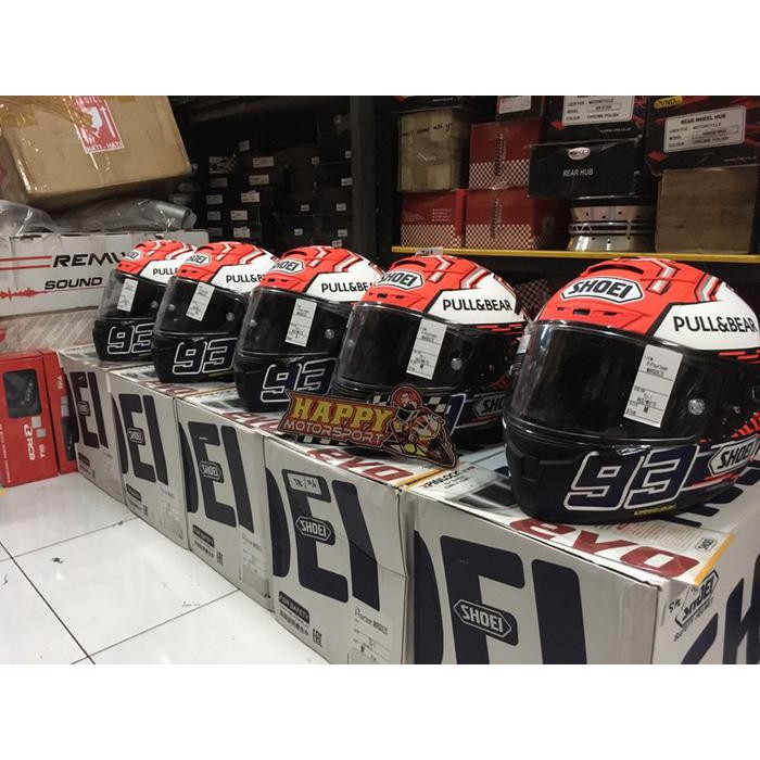 HELM FULLFACE SHOEI X14 MARQUEZ 5 TC1 RED WHITE ORI JAPAN SZM L XL XXL