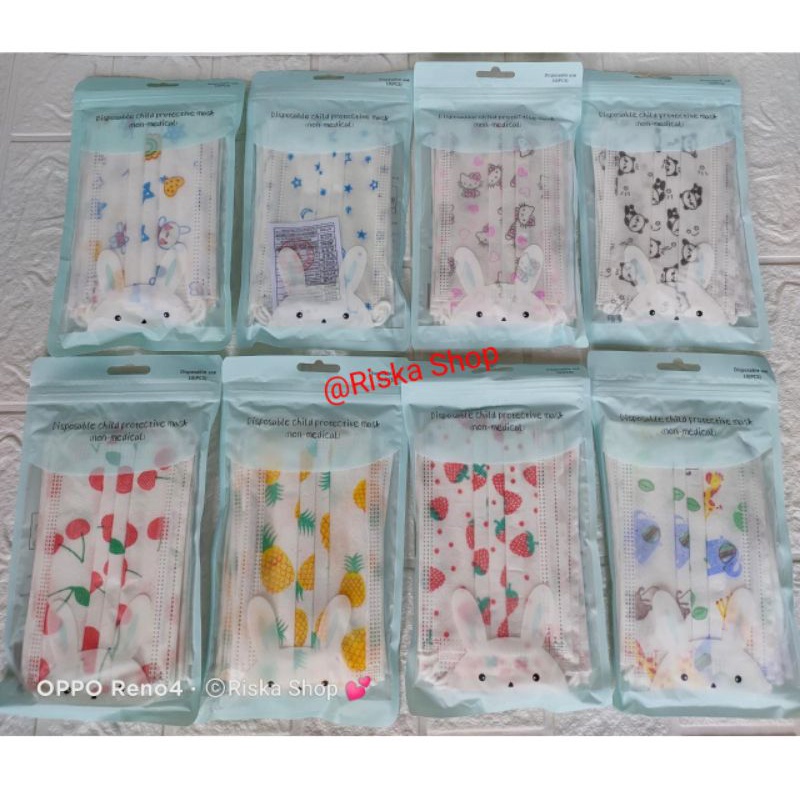 MASKER ANAK 3PLY CARTOON Masker Anak 3ply Kids Child Mask Motif Earloop 1 Box Isi 50 Pcs