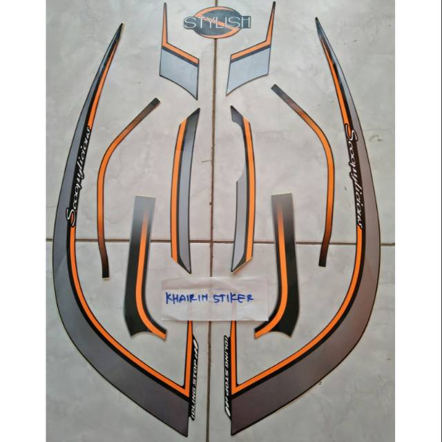 Striping scoopy stylish 2017 hitam orange