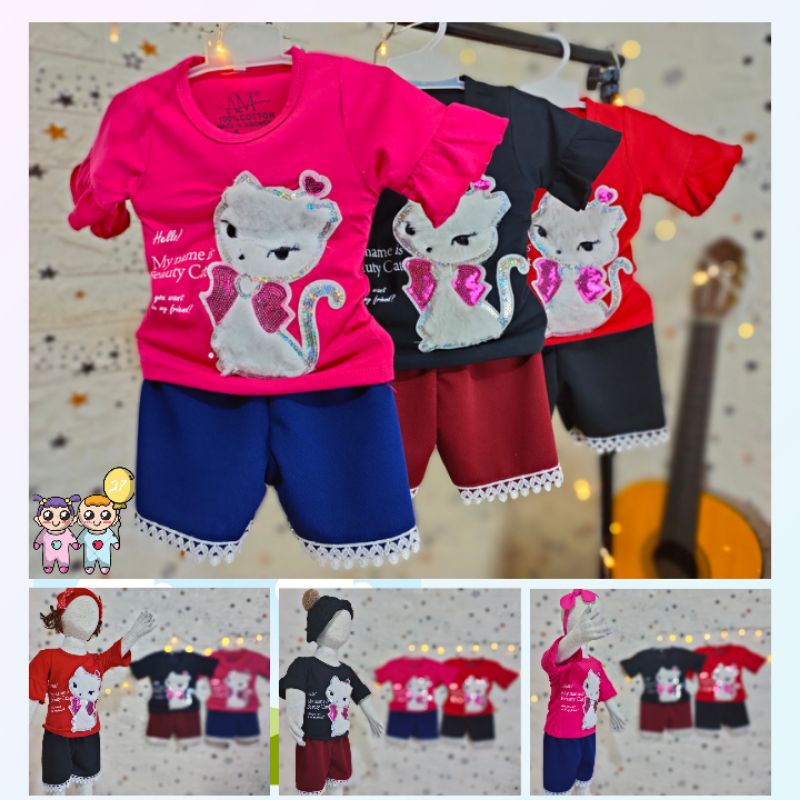 Pakaian Anak! Setelan anak Perempuan Random Motif  usia 1-5 th bahan Ducati Katun Spandek Premium