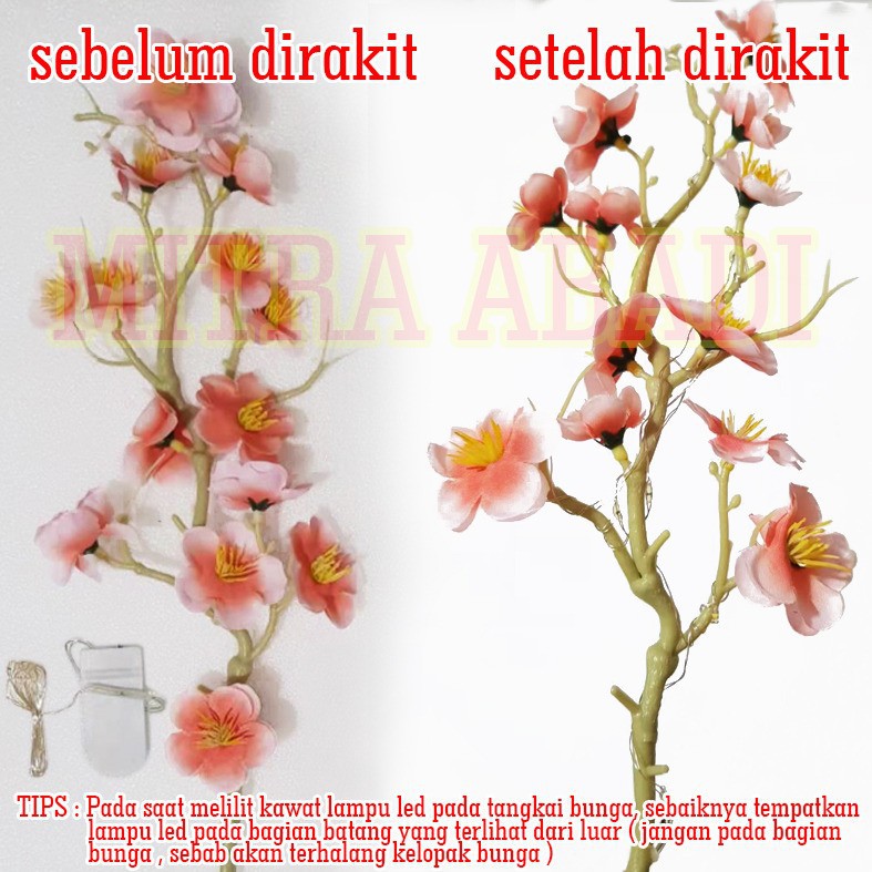 Dekorasi Vas Bunga / Ranting Pohon Lampu LED / Simulation Plum Blossom