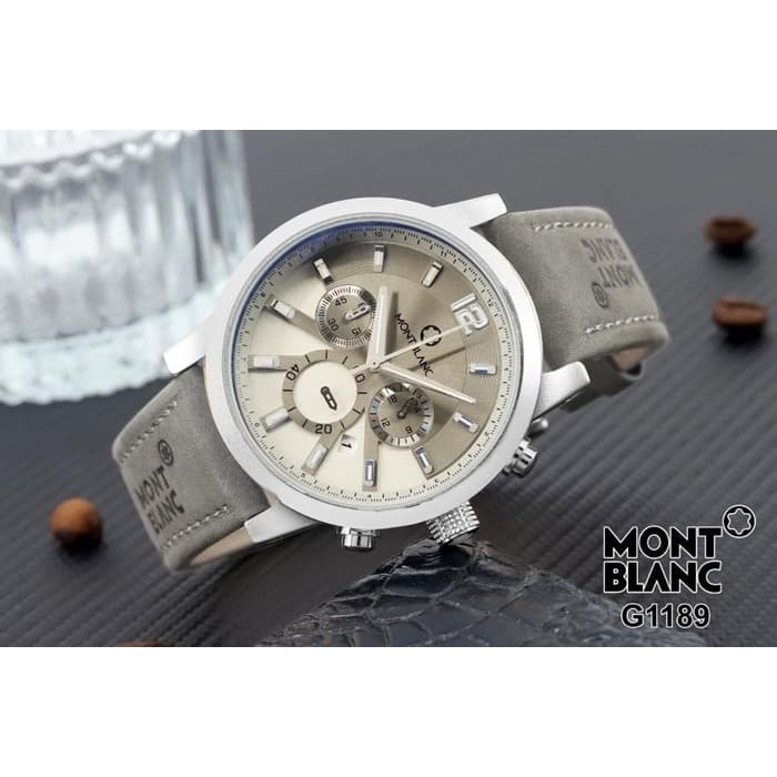 JAM TANGAN PRIA MONTBLANC 3119 KULIT CHRONO ACTIVE GREY