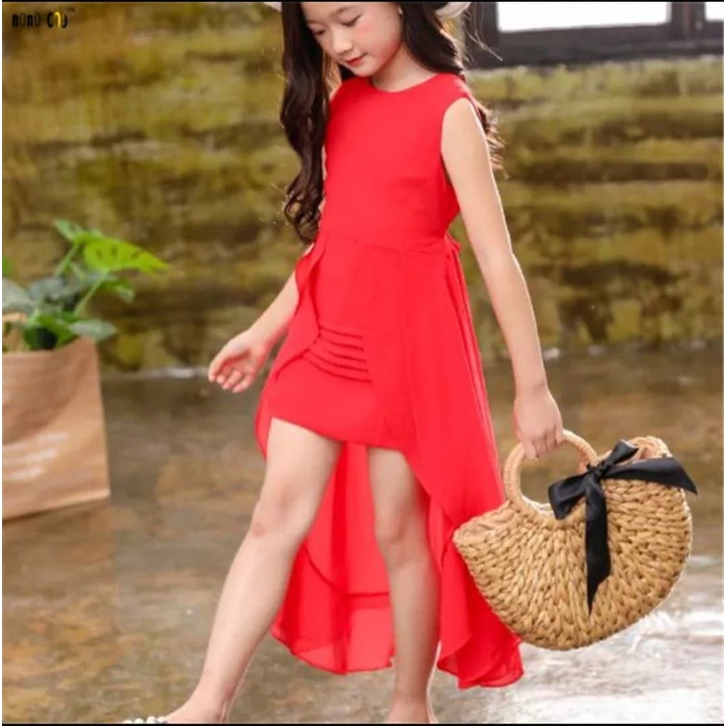 [dress pegi RO]Dress Anak Ardila Crep Merah