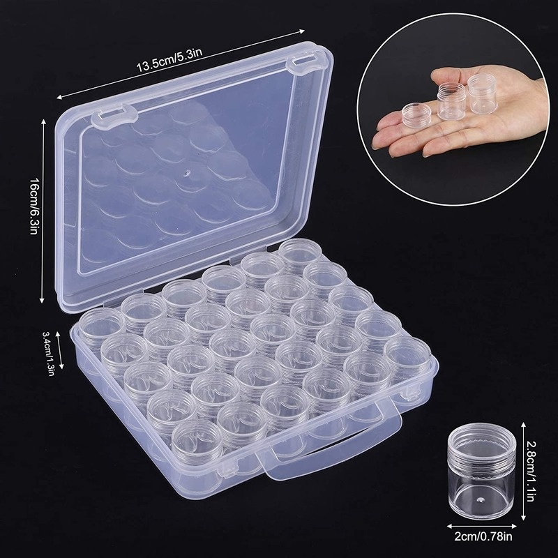 30PCS 5D Embroidery Diamond Painting Box Storage Containers Portable Plastic Bead Case for DIY Art Crafts Seeds Beads Sewing Cosmetic Nail Glitter Powder