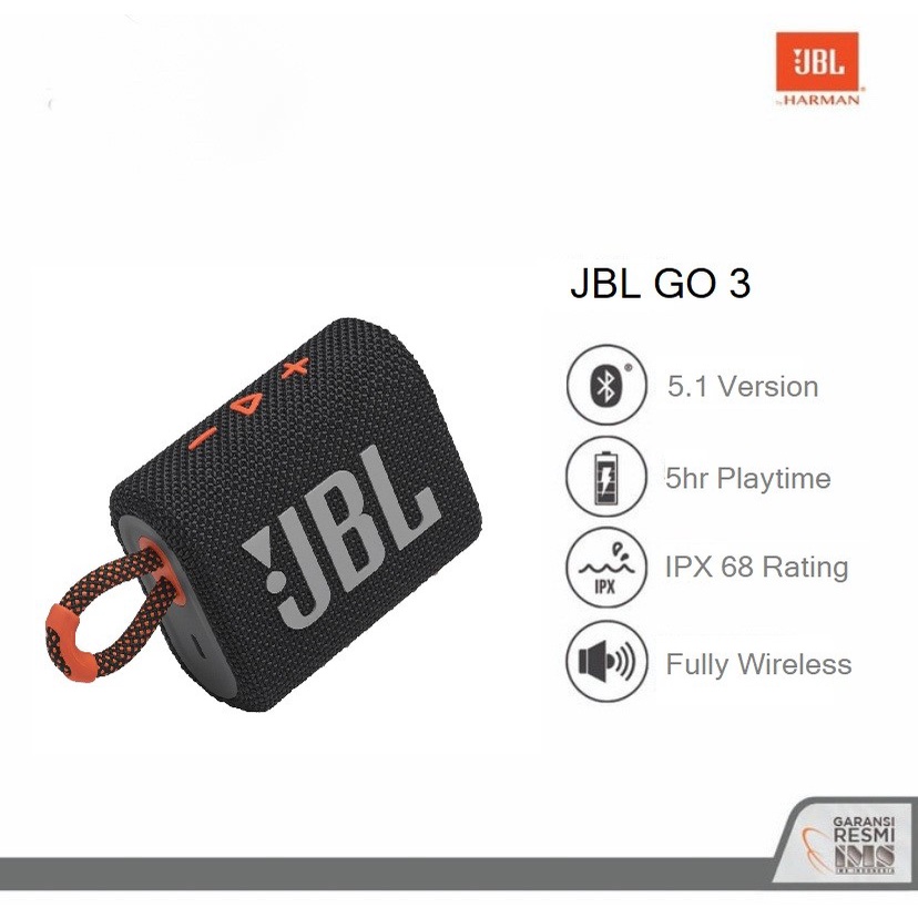 Speaker JBL GO 3 Bluetooth Portable Speaker - Garansi Resmi IMS