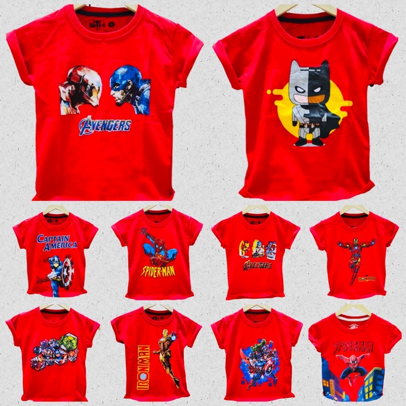 STH 1-10 Tahun [ S / M / L / XL / XXL ] Baju Kaos Anak Laki Laki Cowok PREMIUM DISTRO Bahan Katun Cotton Combed - Merah