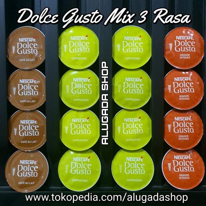 

Kopi - Mix 3 Rasa - Kapsul Nescafe Dolce Gusto - Cafe Au Lait Mix