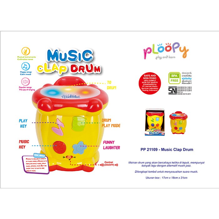 Ploopy Clap Drum Music PP21109 / Mainan Anak