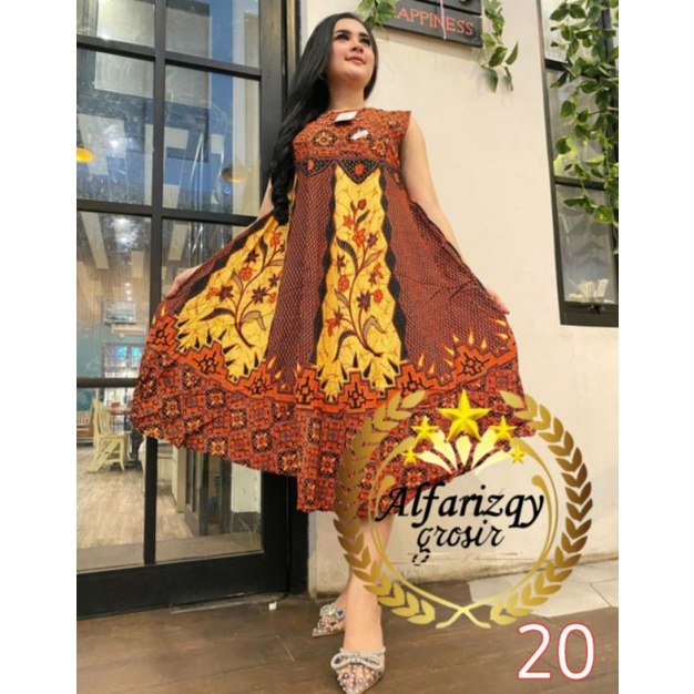 Daster yukensi daster kutung rayon premium motif batik sogan alfarizqy grosir model payung