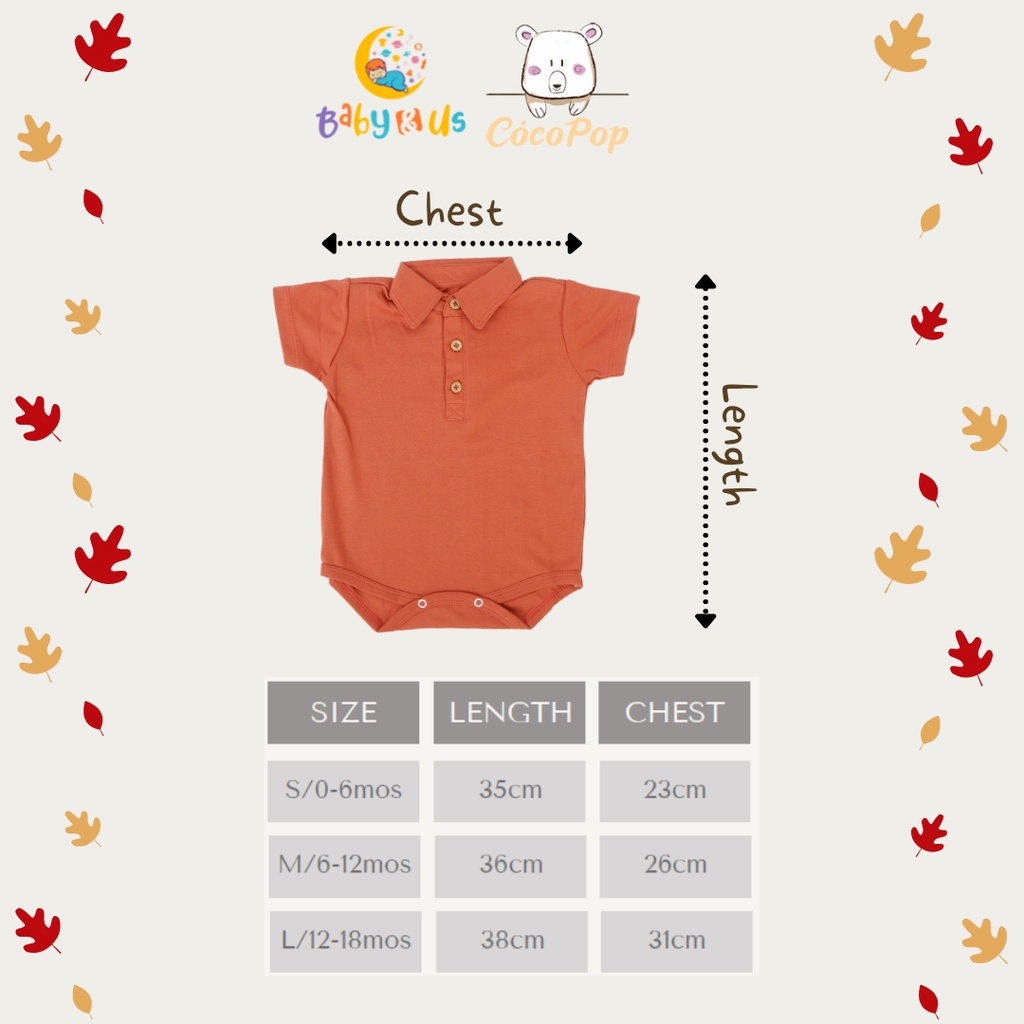 Cocopop Polo Jumper - Jumper Kerah Kancing Lengan Pendek Bayi 0-6 6-12 12-18 bulan