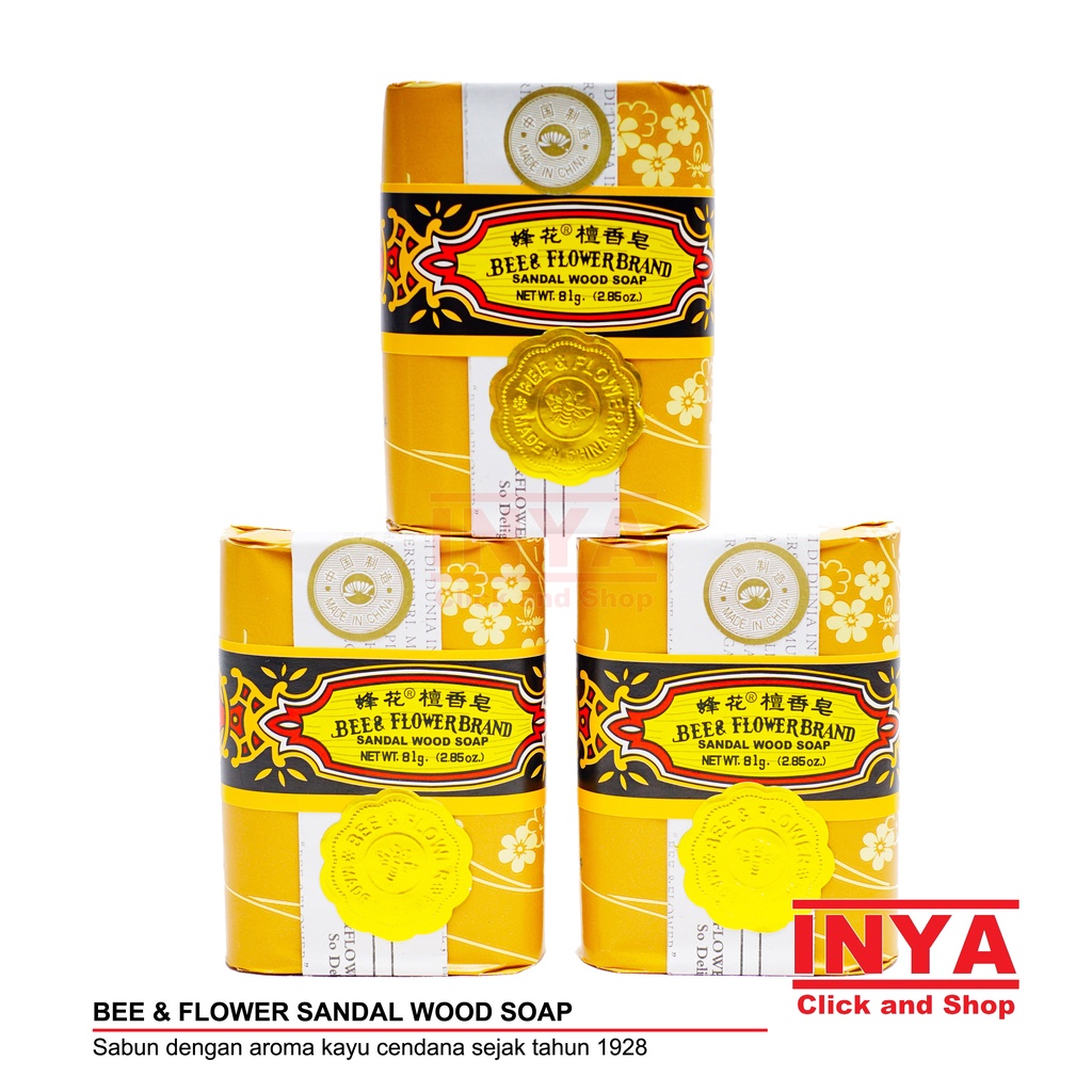 BEE &amp; FLOWER BRAND SANDAL WOOD SOAP 81gr CAP TAWON - SABUN BATANG KAYU CENDANA IMPORT