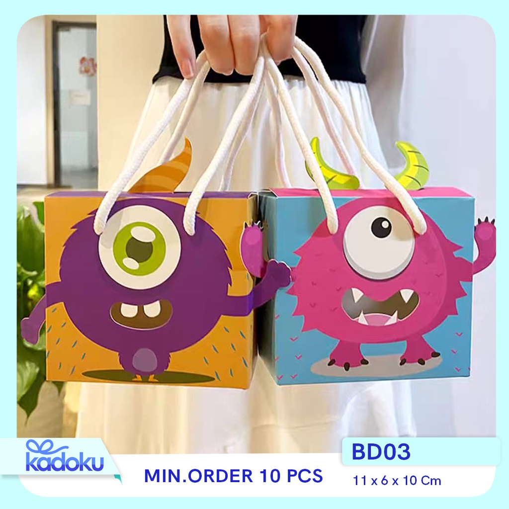 

Goodiebag anak / Goodiebag souvenir / Box ultah anak / Box kartun monster I BD03