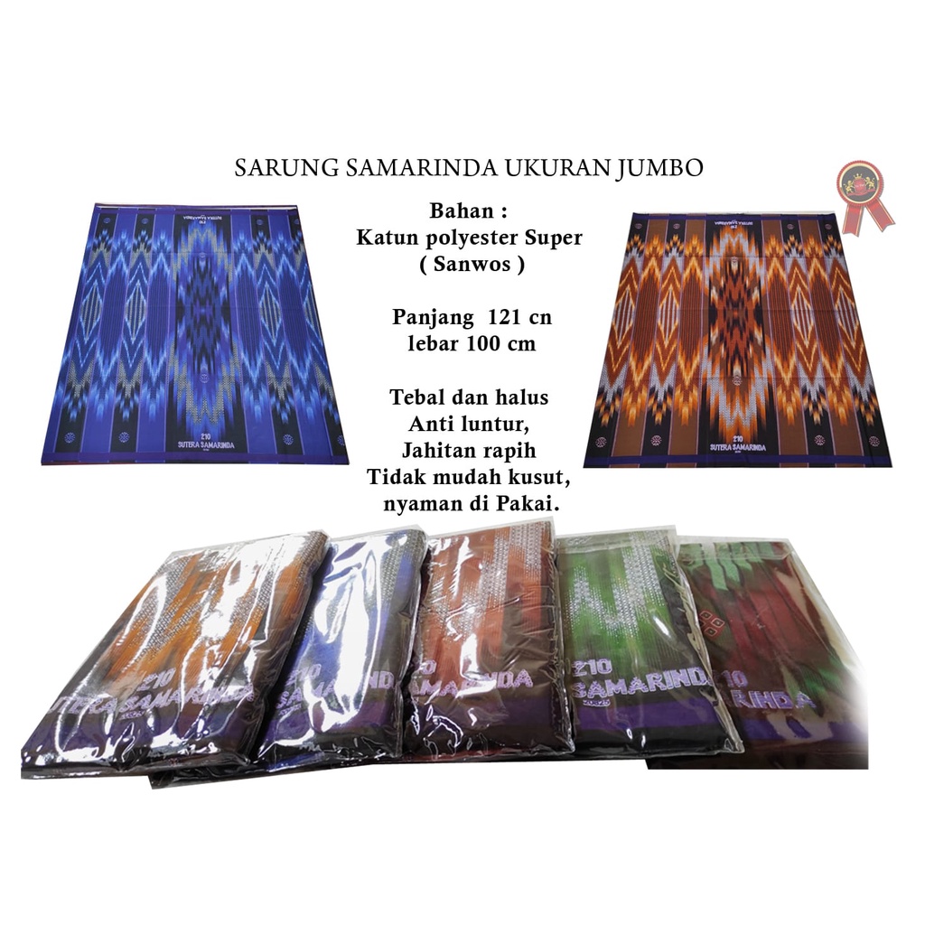 Kain Sarung Sutera Samarinda Pakaian Muslim Santri Pria Dewasa Remaja Ukuran Jumbo Asli Original 100