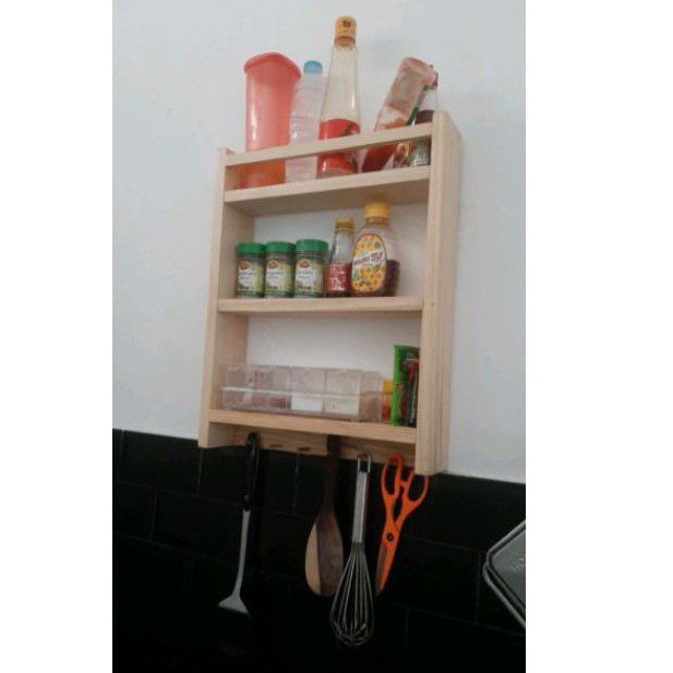 rak bumbu dapur susun 3 kayu jati belanda