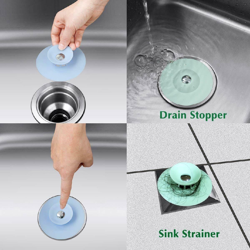 Plug Bathtub Penutup Lubang Saluran Air Lantai Kamar Mandi Water Stopper Filter Pressed Kitchen Silikon Wastafel Rambut Hair Catcher Strainer