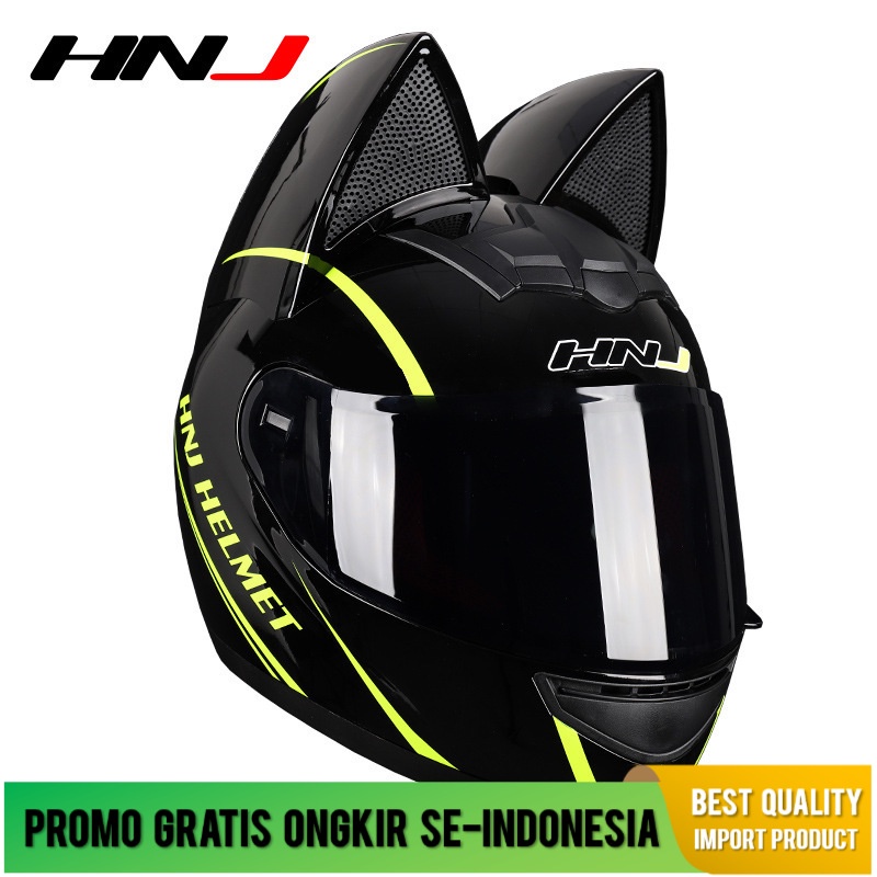 Helm Keren Telinga Kucing Motor Listrik   Full Face  Pria  Wanita Balap Beberapa Sepeda Motor Impor